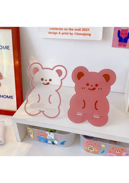Boz Ayı Stili Sevimli Taşınabilir Tutucu Destek Çizgi Film Tembel Braketi Için Kawaii Akrilik Telefon Standı Tutucu Mobil Ipad Masaüstü Okuma Rafı. (Yurt Dışından) indirimleri