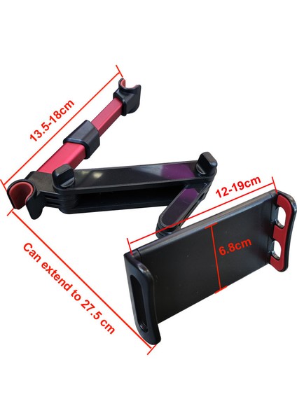 Genişletilebilir Siyah Stil iPad Tablet Stand Arka Koltuk Başlık Montaj Tutucu Araba Yastık Cep Telefonu Tutucu 360 Derece Dönebilen Genişletilebilir (Yurt Dışından) fiyatları