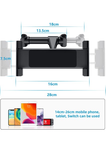 Siyah Toka Tarzı Outmıx Teleskopik Araba Arka Yastık Tablet Tutucu Telefon Araç Standı Koltuk Arka Başlık Montaj Braketi Için Telefon Tablet Inç (Yurt Dışından) fırsatları