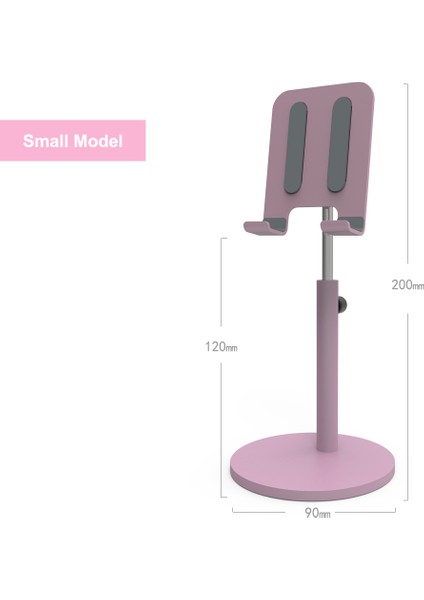 Küçük Pembe Tarzı Alüminyum Alaşımlı Masa Üstü Tablet Telefon Standı Ayarlanabilir Tablet Mobil Telefon Destek Masa Montajı iPad Air Pro Standı (Yurt Dışından)