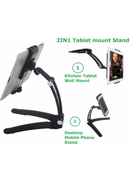 4-10.5 Inç Siyah Stil Duvar Masa Tablet Standı Dijital Mutfak Tablet Tutucu Stand Metal Askı Akıllı Telefon Tutucuları Genişlik Tablet Için Uygun (Yurt Dışından) modelleri