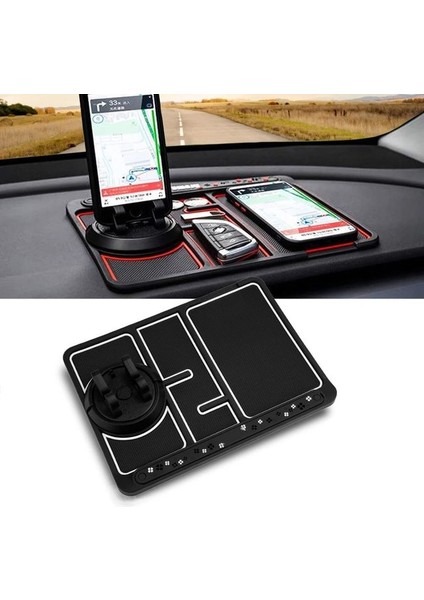 Siyah Stil Yeni 4-In-1 Kaymaz Telefon Ped Universal Ca Derece Dönebilen Kaymaz Mat Araç Telefon Tutucu Araç Iç Aksesuarları (Yurt Dışından)