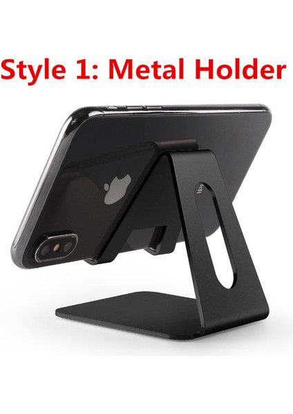 Metal Siyah Stil Metal Stand Montaj Telefon Tutucu Alüminyum Alaşım Mobil Telefon Tutucu Masa Standı Destek Ekran Braketi Tablet Tutucu (Yurt Dışından)