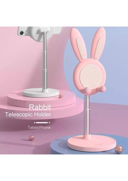 Siyah Stil Sevimli Tavşan Stil Ayarlanabilir Masa Telefon Tutucu Masaüstü Taşınabilir Tablet Telefon Tutucu Standı iPhone iPad Tablet Için (Yurt Dışından)
