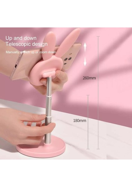Siyah Stil Sevimli Tavşan Stil Ayarlanabilir Masa Telefon Tutucu Masaüstü Taşınabilir Tablet Telefon Tutucu Standı iPhone iPad Tablet Için (Yurt Dışından)