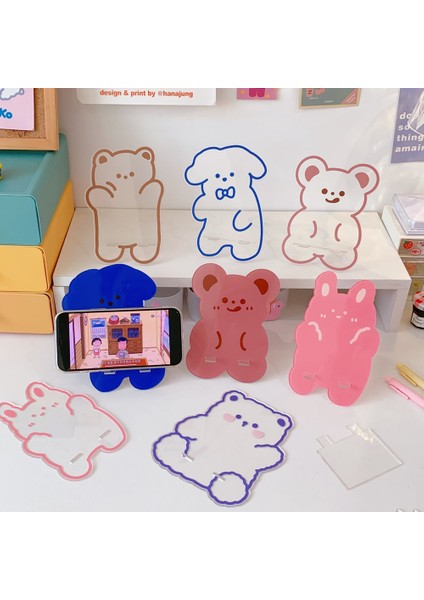 No.2 Tarzı Mınkys Sevimli Ayı Taşınabilir Akrilik Tutucu iPad Cep Telefonu Tutucu Şirin Telefon Standı Tutucu Ofis Kırtasiye (Yurt Dışından) fırsatları