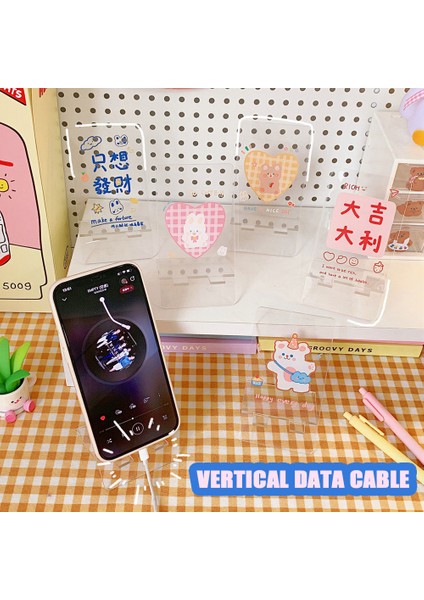 No.12 Tarzı Şirin Akrilik Telefon Standı Tutucu Tembel Montaj Masa Telefon Ekran Standı Braketi iPad Tutucu Ofis Kırtasiye (Yurt Dışından) fiyatları