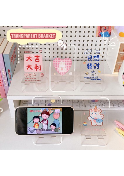 No.12 Tarzı Şirin Akrilik Telefon Standı Tutucu Tembel Montaj Masa Telefon Ekran Standı Braketi iPad Tutucu Ofis Kırtasiye (Yurt Dışından) modelleri