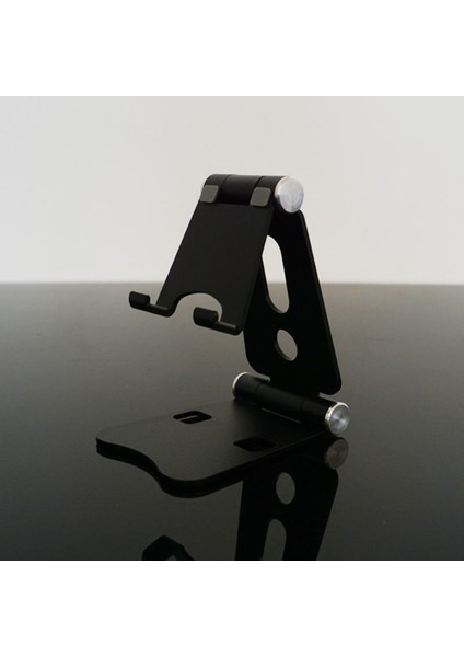 L Siyah Stil Alüminyum Alaşım Çift Katlanabilir Masaüstü Döner Tablet Standı Cep Telefonu Tutucu Montaj Braketi Için iPhone Için iPad Için Samsung'a (Yurt Dışından) fiyatları