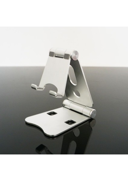 L Siyah Stil Alüminyum Alaşım Çift Katlanabilir Masaüstü Döner Tablet Standı Cep Telefonu Tutucu Montaj Braketi Için iPhone Için iPad Için Samsung'a (Yurt Dışından) modelleri