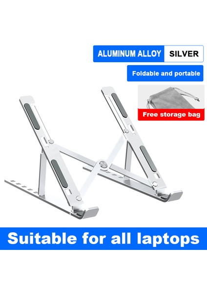 Alüminyum Alaşımlı Gümüş Tarzı Dizüstü Bilgisayar Standı Katlanır Masa Yatak Defter Tutucu Taban Tablet Aksesuarları Destek Macbook Ipad Bilgisayar Tutucu Soğutucu (Yurt Dışından)