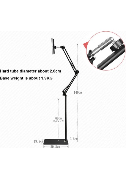 Huoxun Shop A No.2 Tarzı Metal Katlanabilir Kol Tabanlı Tablet Telefon Standı Tutucu Inç Tablet Yatak Tablet Mobil Montaj Tutucu Için Çoklu Açı Ayarı (Yurt Dışından)