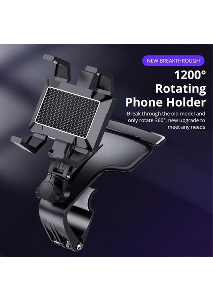 Siyah Stil Miller Evrensel Dereceli Dönüş Araba Telefon Tutucu Braketi Hud Gösterge Paneli Klip Montaj Standı Tutucu Için Otomatik (Yurt Dışından)