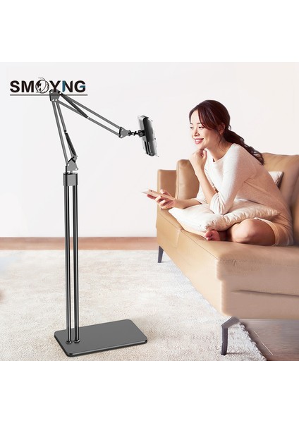 Siyah Stil iPhone iPad Air Lounger Yatak Montaj Bağlantı Ayağı 140CM Uzun Kol Metal Çift Kutup Esnek Tablet Telefon Zemin Standı Tutucu Desteği (Yurt Dışından) indirimleri