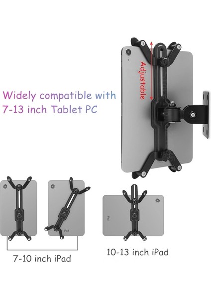 Siyah Stil Duvara Montaj Tablet Standı Ekran Döner Tablet Tutucu Eğim Açısı 90 Destek 7 Inç Tabletlere iPad Standı iPad Aksesuarları (Yurt Dışından)