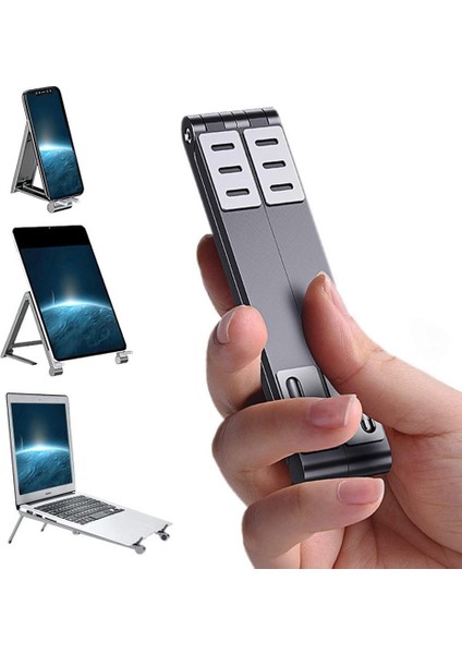 Gümüş Tarzı Yeni Mini Taşınabilir Metal Tutucu Tablet Telefon Dizüstü Standı Katlanabilir Değişken Gümüş Gri Için Ipad Mobil Cep Telefonu Defter. (Yurt Dışından) fiyatları