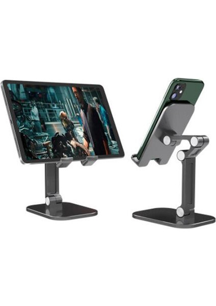 Siyah Stil Tablet ve Telefon Için Taşınabilir Telefon Tutucu iPhone iPad Tablet Esnek Masaüstü Ayarlanabilir Katlanabilir Cep Telefonu Standı (Yurt Dışından)