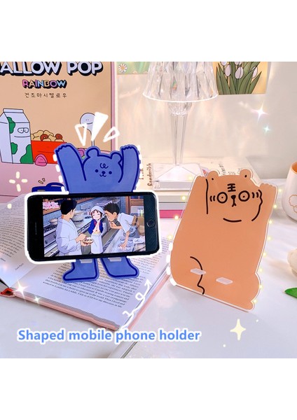 12CM x 16CM Stili Topyu Sevimli Ayı Kedi Masa Telefon Tutucu Kreatif Akrilik Tutucu iPad Cep Telefonu Ofis Aksesuarları Kırtasiye (Yurt Dışından) fiyatları