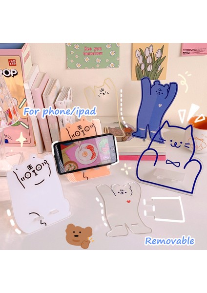 12CM x 16CM Stili Topyu Sevimli Ayı Kedi Masa Telefon Tutucu Kreatif Akrilik Tutucu iPad Cep Telefonu Ofis Aksesuarları Kırtasiye (Yurt Dışından) modelleri