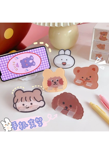 Bir Stil Kore Sevimli Pembe Kız Mini Masaüstü Cep Telefonu Tutucu Yaratıcı Karikatür Standı Telefon Tutucu Aksesuarları (Yurt Dışından)