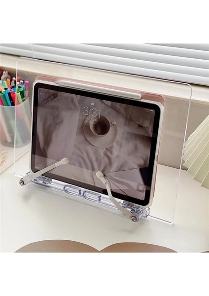 23CMX33CM Stili Şeffaf Akrilik iPad Standı Ayarlanabilir Okuma Kitaplığı iPad Mini Düz Askı 180 Derece Pc Tablet Tutucu Desteği (Yurt Dışından) fiyatları