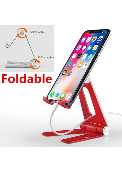 3-Zhe-Kırmızı Stili Katlanabilir Tablet Tutucu Alüminyum Alaşım Metal Telefon Tutucu Dönebilen Taşınabilir Tablet Tutucu ipad Pro Air Mone Stand (Yurt Dışından)