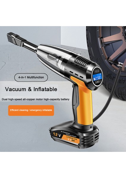4-In-1 Taşınabilir Araç Elektrikli Süpürge Akülü Lastik Şişirme Basınç Göstergesi Araba Vakum Şarj Edilebilir Hava Kompresörü Pompası (Yurt Dışından) fiyatları