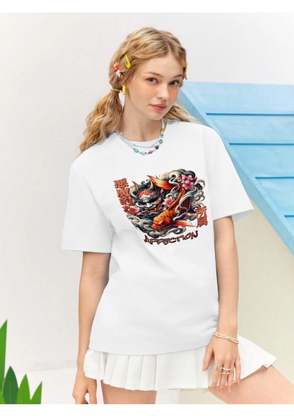 Sevgili Kombini Çift Japan Graphic Baskılı Oversize Pamuk T-Shirt 2'li