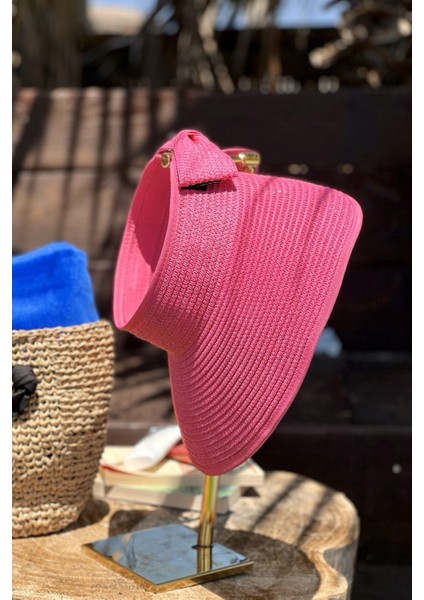 Fuşya Hasır Vizör Şapka 14624