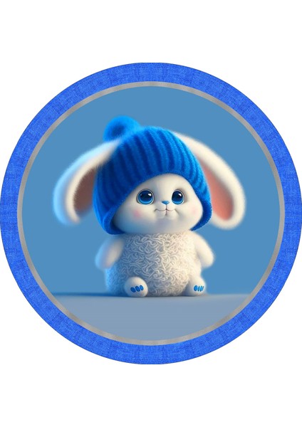 Sevimli Tavşan Çocuk Odası Halısı / 90 x 90 cm