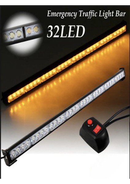 Tepe Led Bar Çakarlı Off Road 12-36V 112Cm Sarı-Sarı Metal Gövde