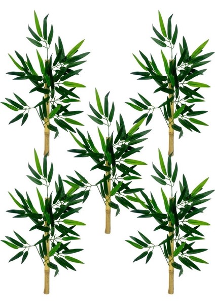 5li Set Yapay Bambu Sopası 6 Yapraklı 50CM Yapay Çiçek Bambu Duvarı Separatör Çiçeği Yapay Çiçek