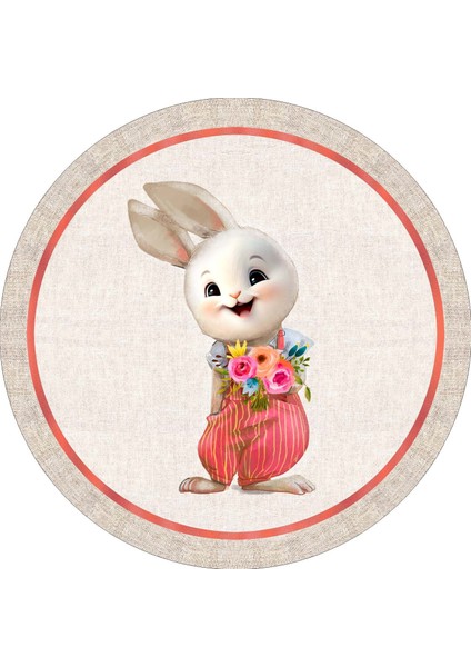 Sevimli Tavşan Çocuk Odası Halısı / 90 x 90 cm