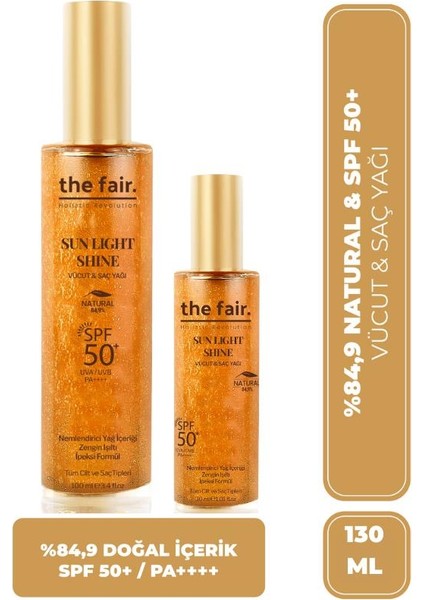 The Fair. Sun Light Shine Spf 50+ / Pa++++ Parıltılı Güneş Koruyucu Vücut ve Saç Yağı 130 ml