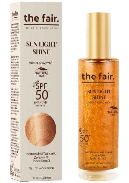 The Fair. Sun Light Shine Spf 50+ / Pa++++ Parıltılı Güneş Koruyucu Vücut ve Saç Yağı 130 ml