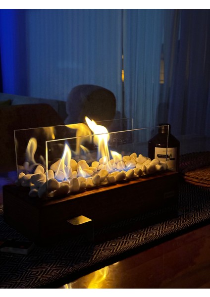 Ahşap ( Tree ) Masa Üstü Şömine 500 ml Bioethanol Şömine Yakıt Hediyeli