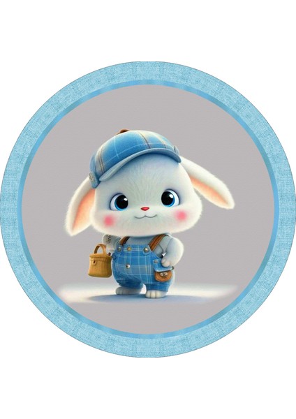 Sevimli Tavşan Çocuk Odası Halısı / 90 x 90 cm