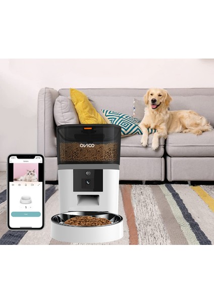 QQ005 6 Litre Kameralı ve Uzaktan Wifi Bağlantılı Paslanmaz Kaseli Kedi ve Köpek Besleyici