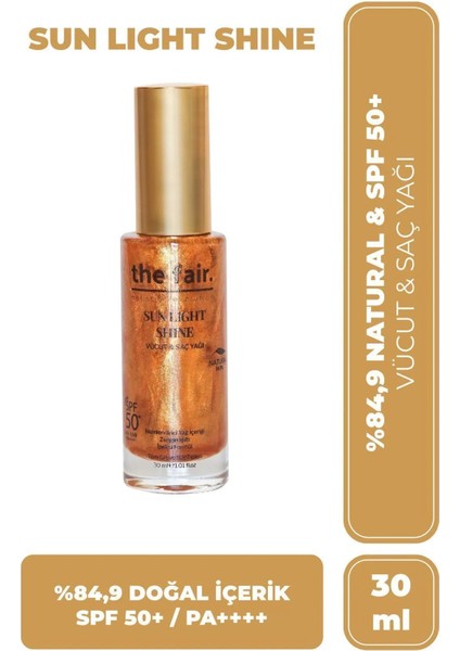 The Fair. Sun Light Shine Spf 50+ PA ++++ Vücut ve Saç Yağı 30 ml