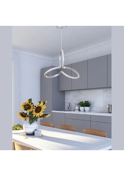 Clover Gri Tekli Sarkıt Beyaz Ledli Avize