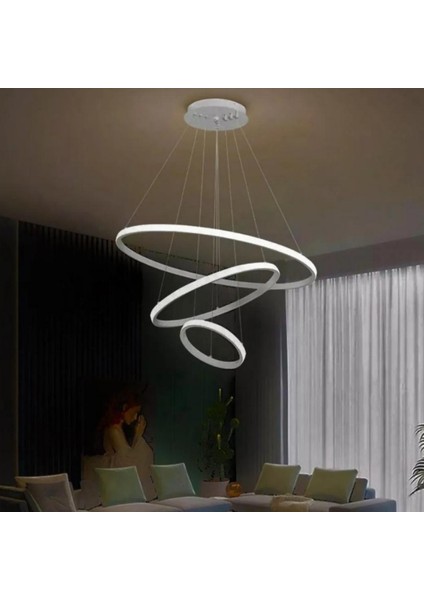 Robin 3'lü Gri Beyaz Ledli Modern Avize