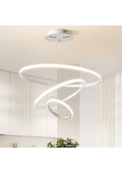 Robin 3'lü Gri Beyaz Ledli Modern Avize