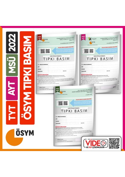 2023 YKS-TYT-AYT-MSÜ ÖSYM Çıkmış Soru Tıpkı Basım 3lü Deneme Kitapçıkları Türkiye G. Video Çözümlü
