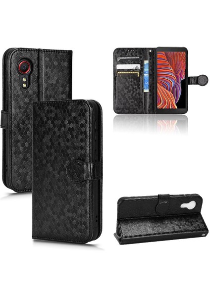 Samsung Galaxy Xcover 5 Manyetik Toka Geometrik Desen Deri Kılıf (Yurt Dışından)