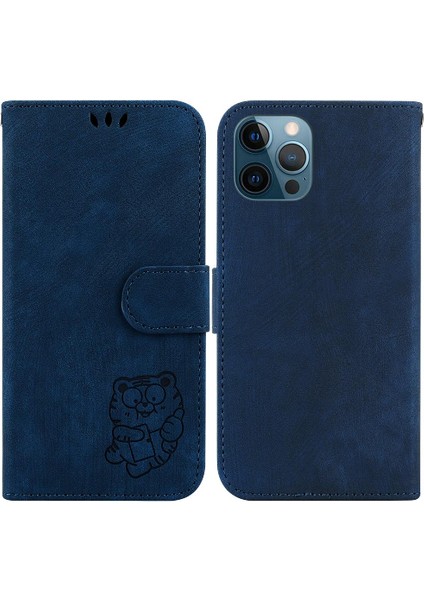 Iphone 12 Için Kılıf Pro Kabartmalı Sevimli Kaplan Flip Folio Kart Cep Tutucu (Yurt Dışından)