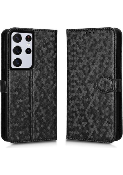Samsung Galaxy S21 Ultra Deri Cüzdan Kapak Manyetik Toka (Yurt Dışından)