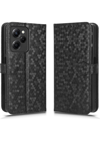 Xiaomi Poco X5 Pro 5g Manyetik Toka Geometrik Desen Deri Kılıf (Yurt Dışından)