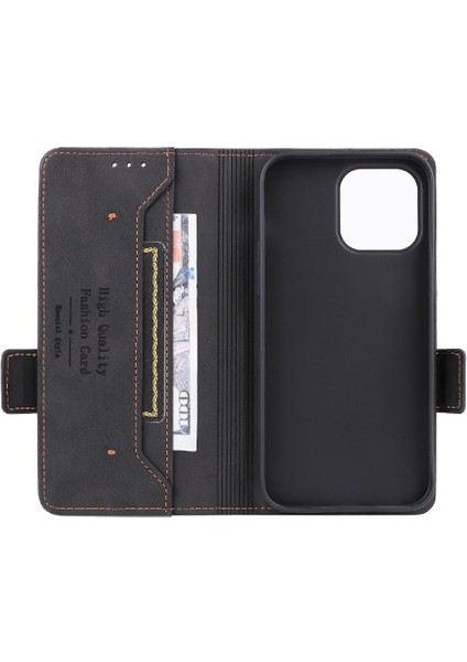 Kart Tutucu Kickstand Deri Folio Flip ile iphone 14 Pro Max Için Kılıf (Yurt Dışından)