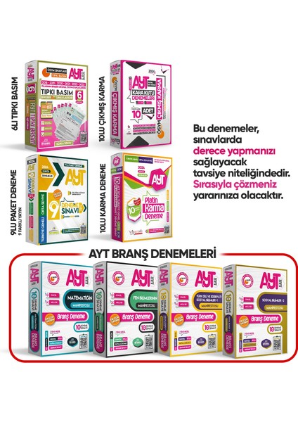 2025 AYT ÖSYM Çıkmış Soru Tıpkı Basım Türkiye Geneli Dijital Çözümlü 6lı Paket Deneme