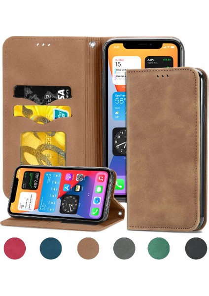 Iphone 11 Için Kılıf Promax Basit Iş Deri Kılıf Kapak Çevirin Cüzdan (Yurt Dışından)